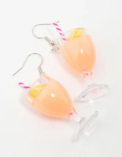 Orange Cocktail Drink Drop Earrings