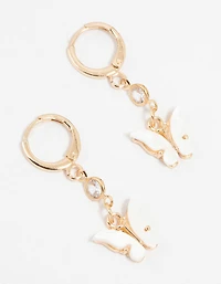 Gold Diamante Butterfly Huggie Earrings