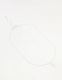 Silver Cross Twisted Chain Pendant Necklace