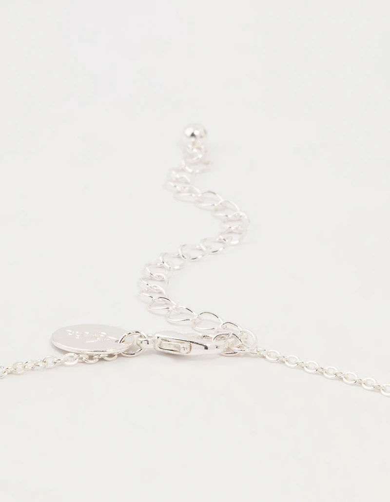 Silver Diamante Bow Station Necklace