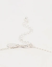 Silver Diamante Bow Station Necklace