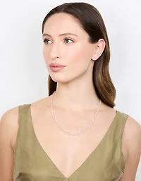 Silver Diamante Rectangular Chain Necklace