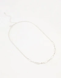 Silver Diamante Rectangular Chain Necklace