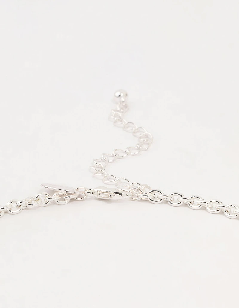 Silver Diamante Rectangular Chain Necklace