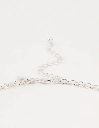 Silver Diamante Rectangular Chain Necklace