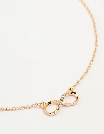 Gold Diamante Infinity Necklace