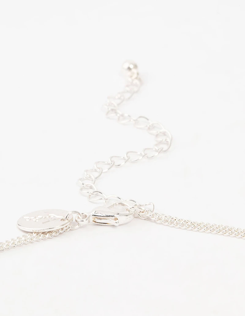 Silver Double Chain Bar Layered Necklace