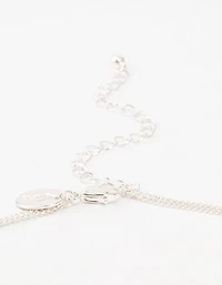 Silver Double Chain Bar Layered Necklace