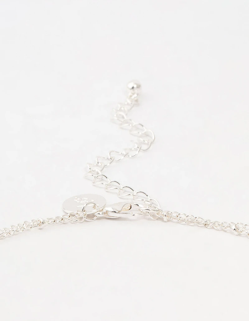 Silver Ball Chain Cross Layered Necklace
