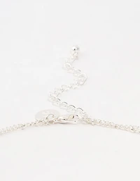 Silver Ball Chain Cross Layered Necklace