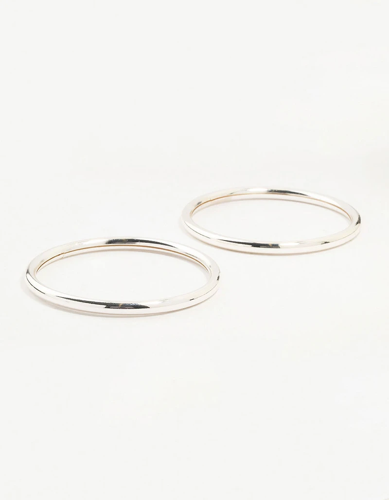 Silver Smooth Bangles 2-Pack