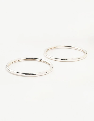 Silver Smooth Bangles 2-Pack