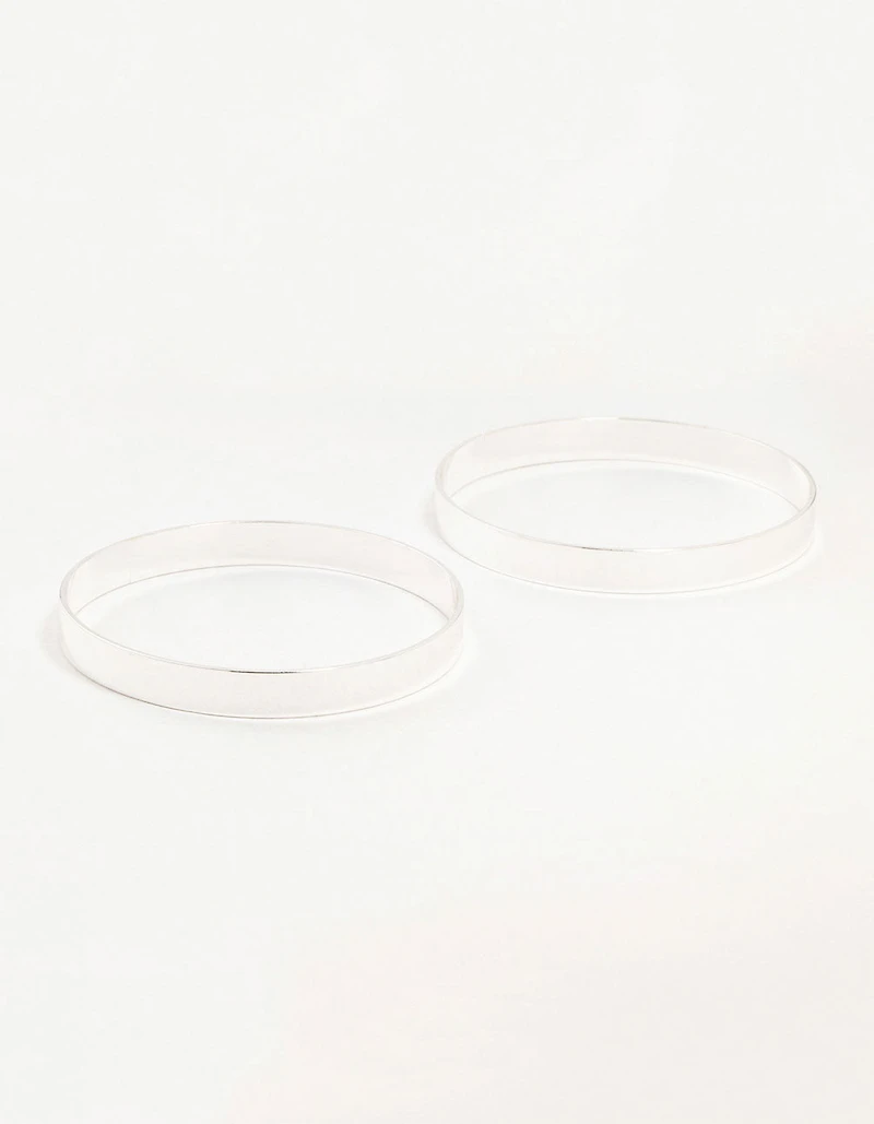 Flat Silver Bangles 2-Pack