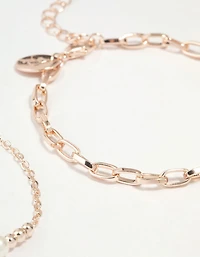 Rose Gold Chain Link & Pearl 2-Pack Bracelet