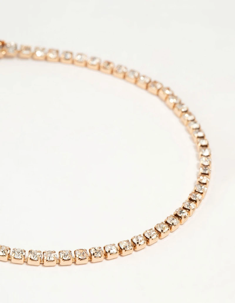 Gold Diamante Chain & Heart Bracelets 2-Pack