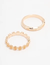 Gold Flower Vine Stacking Rings 3-Pack
