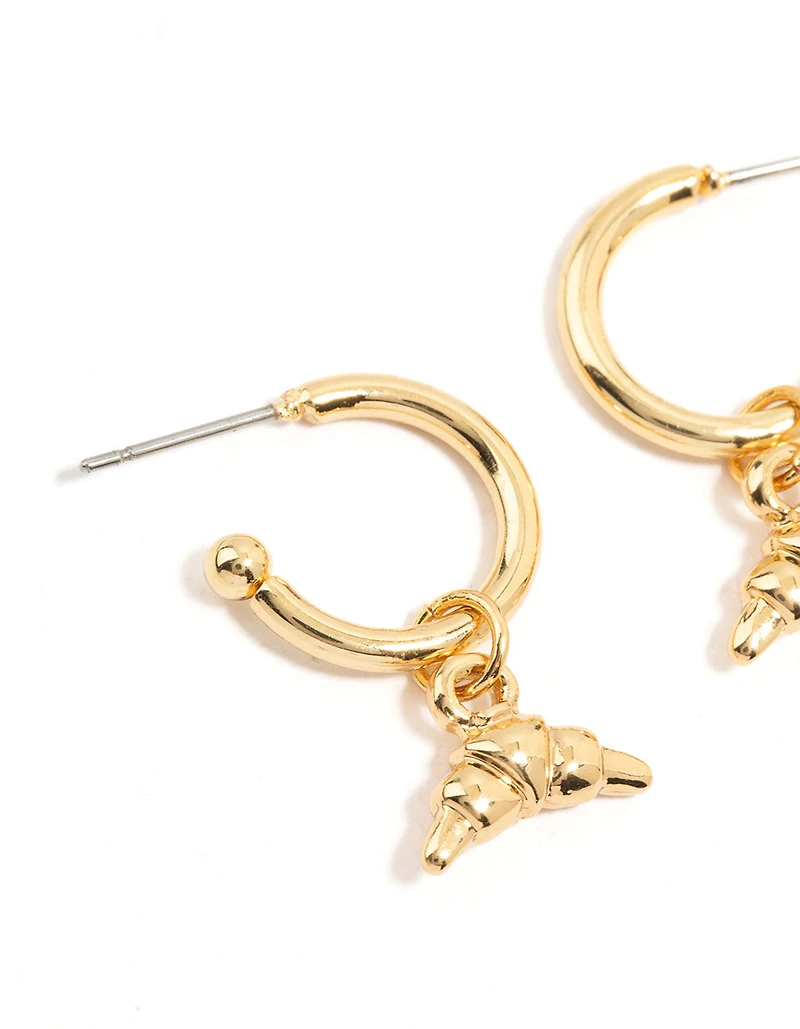 Paquet de 2 boucles d’oreilles cerise et croissant plaquées or