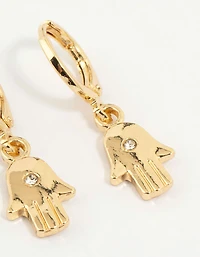 Gold Plated Hamsa Hand & Evil Eye Earrings 3-Pack