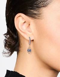 Gold Plated Diamante Evil Eye Drop Earrings