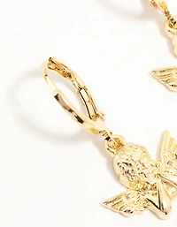 Gold Plated Cherub Huggie Earrings