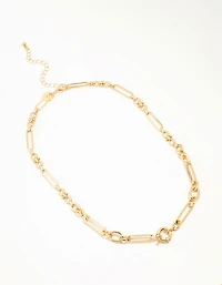 Gold Plated Mixed Link Necklace