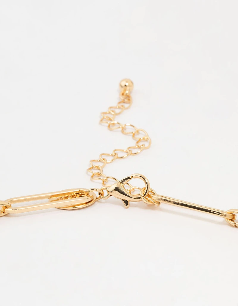 Gold Plated Mixed Link Necklace