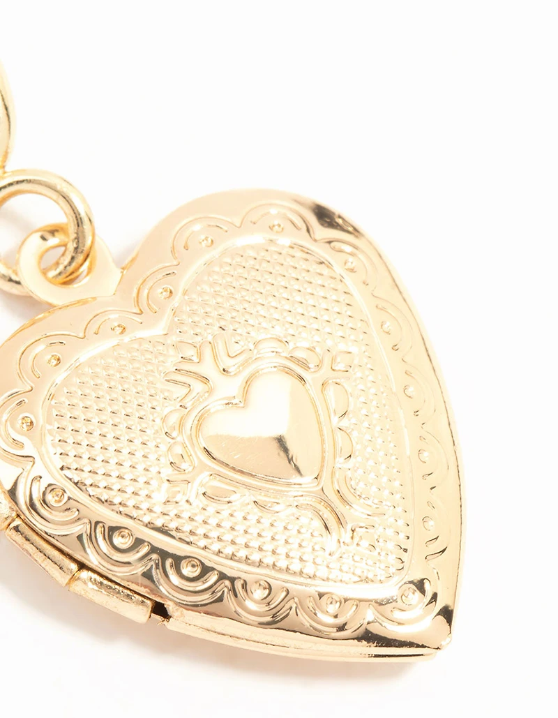 Pendentif en forme de cœur texturé plaqué or