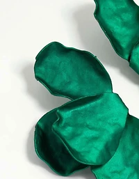 Dark Green Coated Metal Flower Petal Drop Earrings