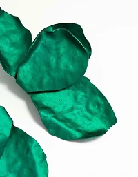 Dark Green Coated Metal Flower Petal Drop Earrings