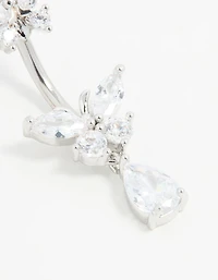 Surgical Steel Cubic Zircornia Double Butterfly Drop Belly Bar