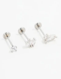 Pack de 3 montants plats à dos plat en zircone pour ventilateur en acier chirurgical