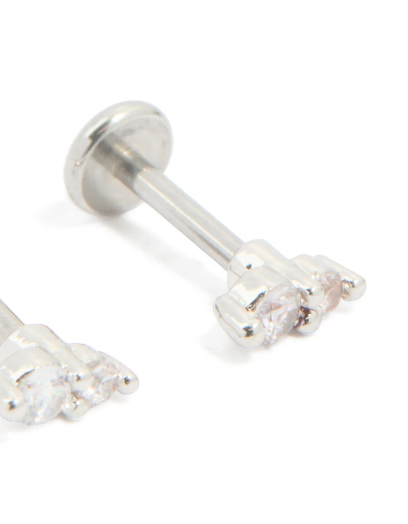 Surgical Steel Cubic Zirconia Flat Back Studs