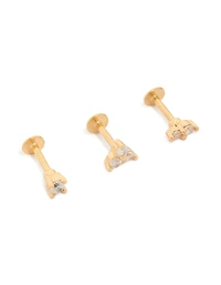 Bloc de 3 Studs ronds plats en acier cirúrgique en acier cirquable
