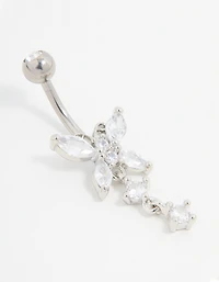 Titanium Cubic Zirconia Butterfly Drop Belly Bar