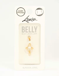Gold Plated Surgical Steel Cubic Zirconia Planet Belly Bar