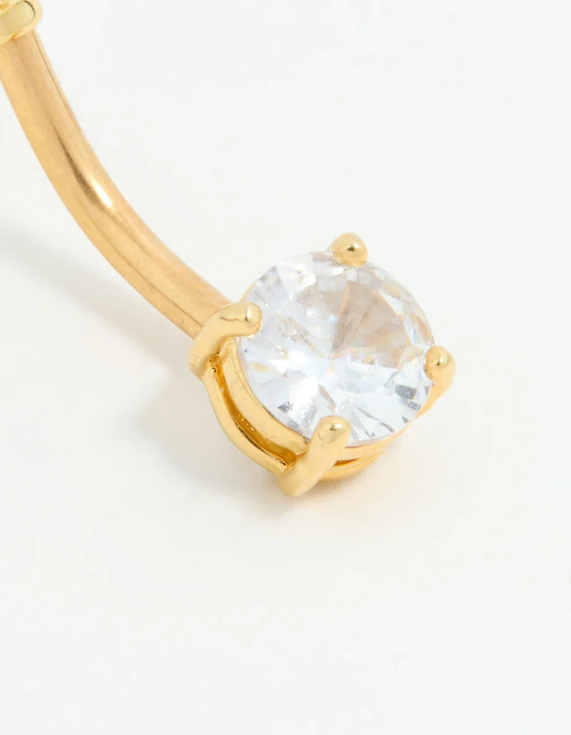 Gold Plated Surgical Steel Cubic Zirconia Mini & Medium Belly Bar