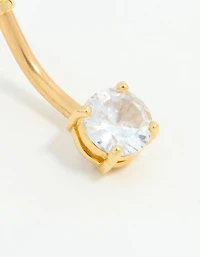 Gold Plated Surgical Steel Cubic Zirconia Mini & Medium Belly Bar