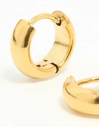 Waterproof Gold Plated Stainless Steel Chubby Huggie Earrings