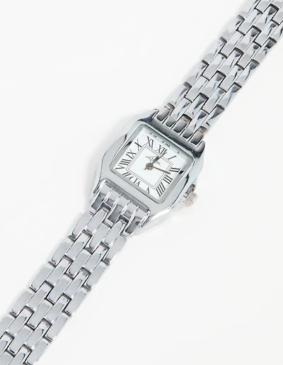 Petite montre carrée vintage argentée