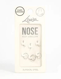 Surgical Steel Cubic Zirconia Simple Mixed Nose Ring & Stud 6-Pack