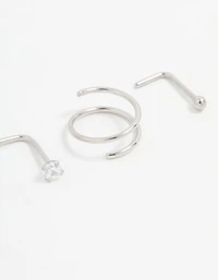 Surgical Steel Simple Mixed Nose Piercings 4-Pack