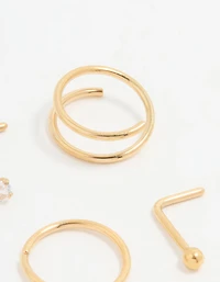 Gold Plated Surgical Steel Mixed Nose Piercing 4-Pack