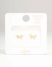Gold Plated Sterling Silver Bow Stud Earrings