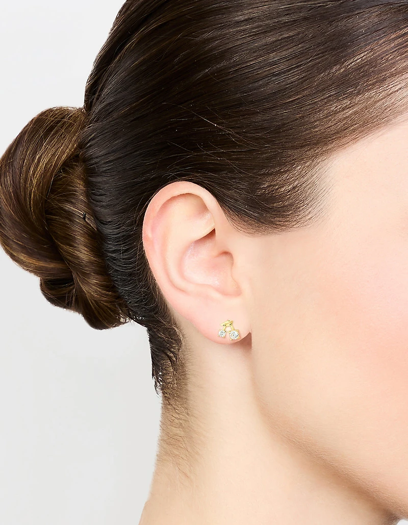Boucles d’oreilles en zircone cerisier en zircone en argent sterling plaquées or
