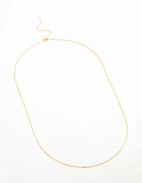 Gold Plated Sterling Silver Box Link Adjustable Necklace