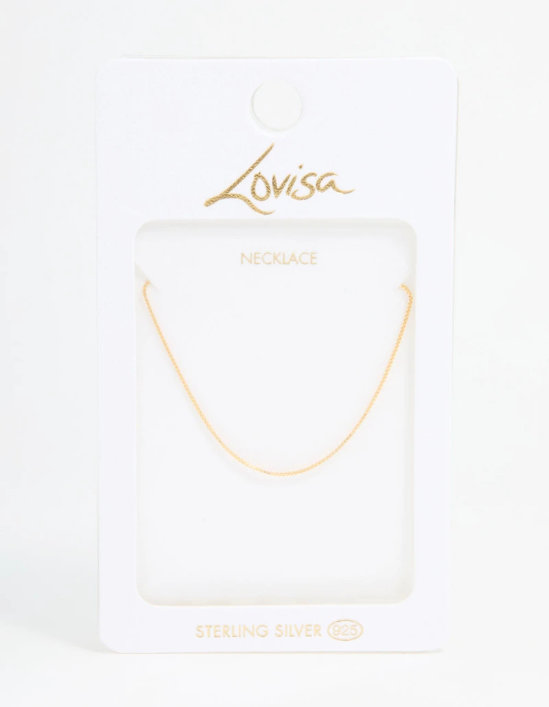 Gold Plated Sterling Silver Box Link Adjustable Necklace