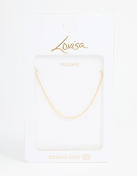 Gold Plated Sterling Silver Box Link Adjustable Necklace