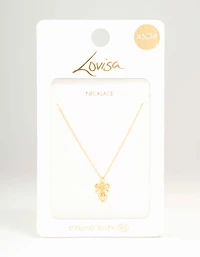 Gold Plated Sterling Silver Bow & Heart Necklace