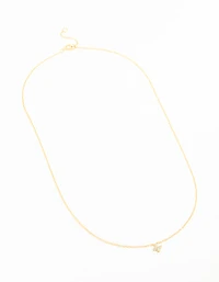 Gold Plated Sterling Silver Cubic Zirconia Flower Necklace