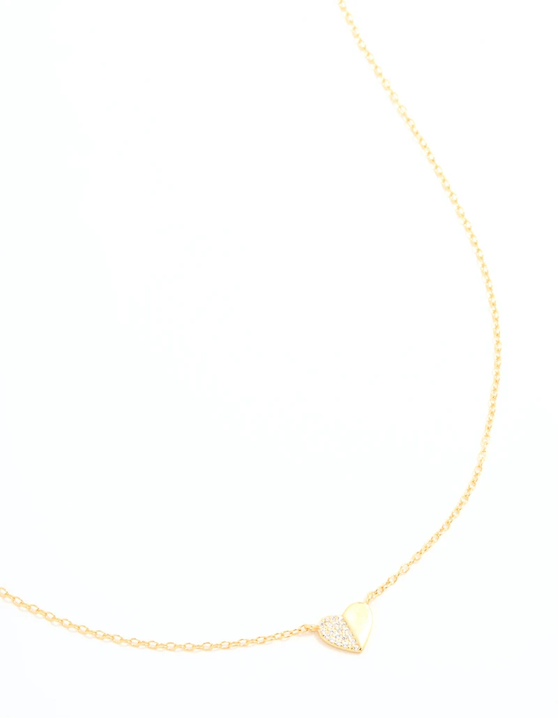 Collier mini-cœur en zircone cubique en argent sterling plaqué or